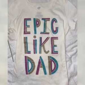 💞 New Girls Size 14 Osh Kosh "Epic Like Dad" Cream Short Sleeve Tee Shirt